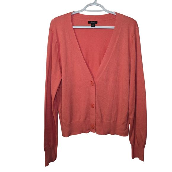 Halogen V-Neck Peach Whimsy Coquette Cardigan - Picture 1 of 5